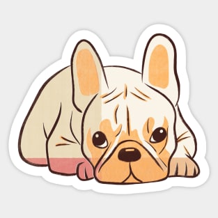 Frenchie Lying down illustration - red hues Sticker